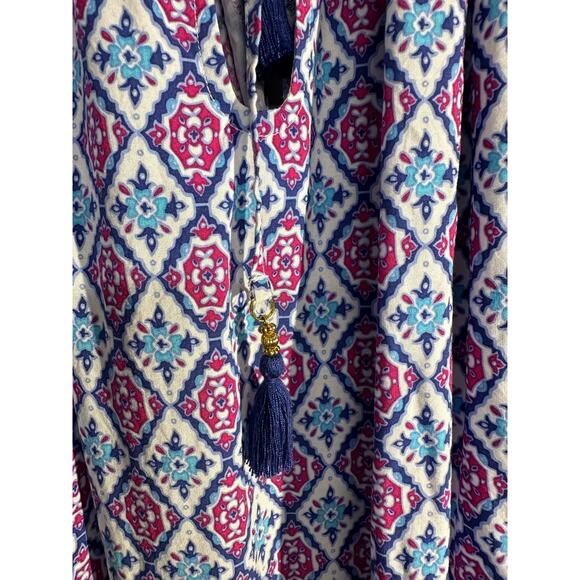 Tommy Bahama Dress Womens Small Blue Midi Halter Sundress Majorelle Flowy Beach - Picture 3 of 7